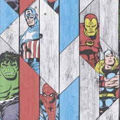 Papierová komiksová tapeta 102435, Marvel Wood Panel, Kids @ Home 6, 0,52 x 10 m