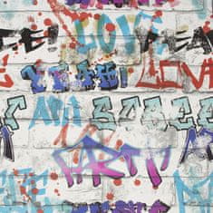 Papierová tapeta pre teenagerov, Graffiti Multi, 101686, Kids @ Home 6, 0,52 x 10 m