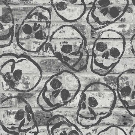 Papierová tapeta Lebky, Tehly 108595, Skull Wall Grey, Kids @ Home 6, 0,52 x 10 m