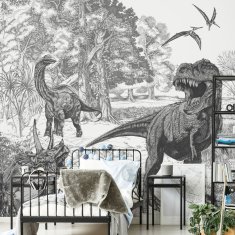 Vliesová obrazová tapeta Dinosauri, 111396, Dino Sketch 300 x 280 cm, Kids @ Home 6