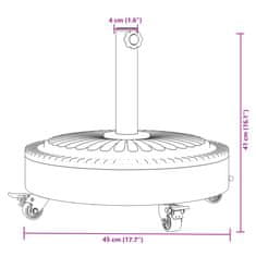 Petromila vidaXL Podstavec pod slnečník s kolesami pre Ø38/48 mm tyče 27 kg kruh