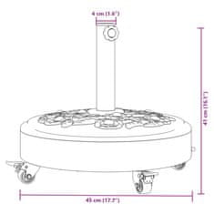 Petromila vidaXL Podstavec pod slnečník s kolesami pre Ø38/48 mm tyče 27 kg kruh