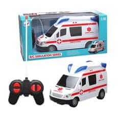 MaDe Ambulancia na diaľkové ovládanie so svetlom a zvukom 