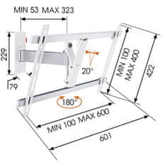 Vogels LCD rameno Vogel´s W52081, 40-65", 2 kĺby, biele