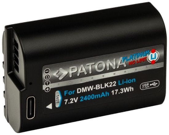 PATONA batéria pre digitálnu kameru Panasonic DMW-BLK22 2400mAh Li-Ion Platinum USB-C nabíjanie