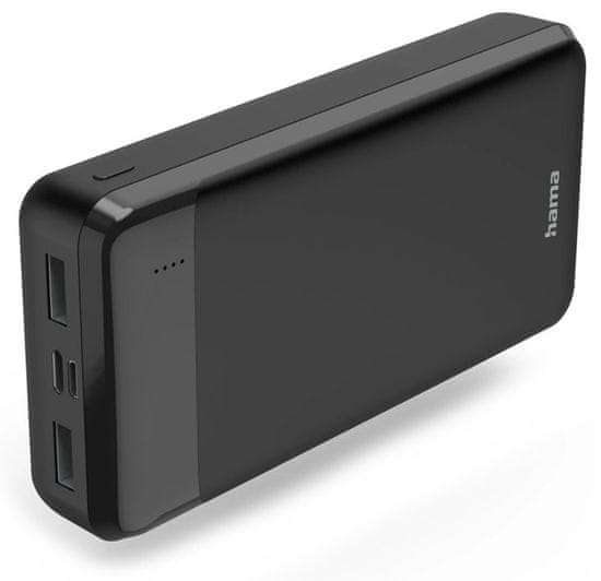 HAMA powerbanka Eco Power 20, 20000 mAh, 2 A, 2 výstupy: 2x USB-A, vstup micro USB/USB-C, čierna