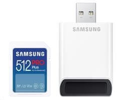 SAMSUNG pamäťová karta 512GB PRO Plus SDXC CL10 U3 V30 (č/z: až 180/až 130MB/s) + USB adaptér