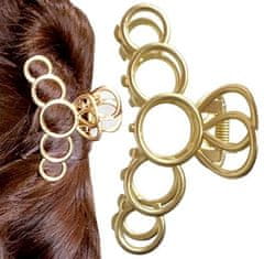 For Fun & Home Veľká elegantná spona do vlasov, zlatá, metalická - 7 cm x 4 cm