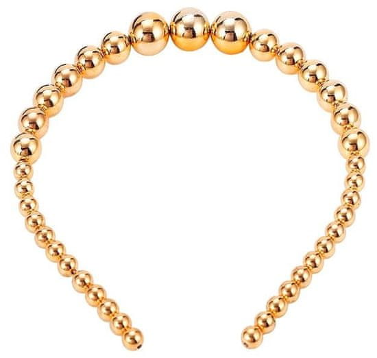 For Fun & Home Elegantná čelenka do vlasov s perlovou ozdobou, zlatá, plast, 14 cm
