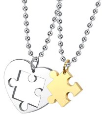 For Fun & Home Sada 2 náhrdelníkov Puzzle priateľstva, srdce z chirurgickej ocele 316L, dĺžka retiazky 60 cm