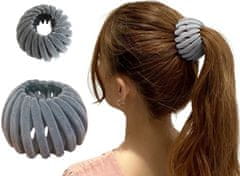 For Fun & Home Velurová gumička do vlasov, sivá, plastová, vnútorný priemer 6 cm / vonkajší priemer 10 cm
