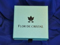 Flor de Cristal Strieborné náušnice s krištáľovým srdiečkom - svetloružová