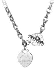 For Fun & Home Elegantný srdcový náhrdelník z antialergickej chirurgickej ocele 316L, strieborný, dĺžka 46 cm