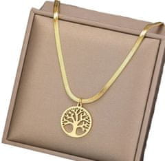 For Fun & Home Zlatý náhrdelník s elegantným stromom, 316L chirurgická oceľ, dĺžka 40 cm + predĺženie 5 cm, pozlátené 18K zlatom