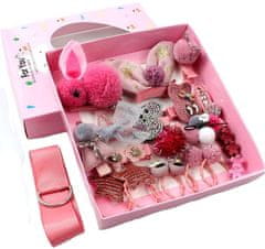 For Fun & Home Sada 24 ružových manžetových gombíkov pre dievčatá, veľkosti 6 cm až 1 cm, ručná výroba - variant 2