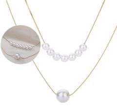 For Fun & Home Elegantný náhrdelník z 18K zlata s viacerými perlami, chirurgická oceľ, dĺžka 40 cm/30 cm