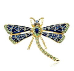 For Fun & Home Elegantná brošňa so zirkónmi, farebná, šperková zliatina, 4,1 cm x 5,9 cm