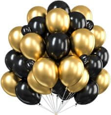 Camerazar Sada 60 balónov čierna zlatá mix narodeniny svadba