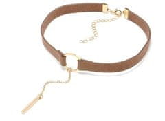 Camerazar Dámsky náhrdelník Choker s príveskom 2,5 cm, semiš, dĺžka 30 cm