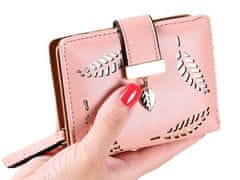 Camerazar Elegantná dámska peňaženka na zips s výrezmi listov, zlatá, kvalitná umelá koža, 12x9,5x3 cm