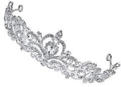 Camerazar Svadobná korunka Tiara Tiara Diadém, strieborná, šperkovaný kov s kryštálmi, 16x22x4,5 cm