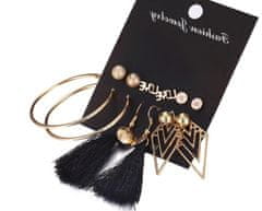 For Fun & Home Sada 6 párov náušníc Glamour Tassel - zlaté krúžky, perly, piny Love - nedrahý materiál