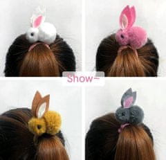 For Fun & Home Froté gumička do vlasov pre dievčatá s motívom králika, ručná výroba, veľkosť 8,5x5 cm