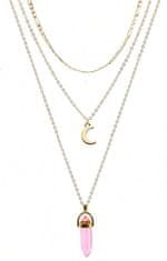 Camerazar Dámsky dlhý náhrdelník s príveskom mesiaca a gule, striebro/zlato, bižutérny kov, 60+6 cm