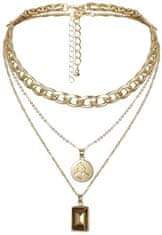 Camerazar Dámsky náhrdelník s príveskami, zlatý kov, dĺžka 40 cm