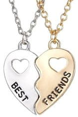 For Fun & Home Pár náhrdelníkov priateľstva BEST FRIENDS z chirurgickej ocele 316L s príveskom srdca, pozlátené 18K zlatom, dĺžka 45 cm