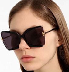 Camerazar Veľké štvorcové dámske slnečné okuliare s mačacími očami, kovový rám, UV filter 400 cat 3, dĺžka 14,5 cm
