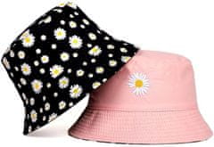 Camerazar Obojstranný klobúk BUCKET HAT FISHER Daisy, čierny, univerzálna veľkosť 55-59 cm, polyester a bavlna