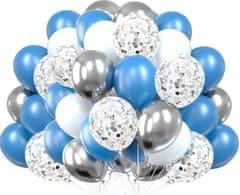 Camerazar Sada 60 modrých konfetových balónov, latex, priemer 25 cm, na narodeniny a svadby