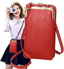 Camerazar Malá kabelka na telefón a peňaženku, červená, ekologická umelá koža, 19x11 cm