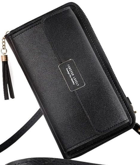 Camerazar Dámska peňaženka na telefón, strieborný kovový kovania, mäkká ekologická umelá koža, 20x11x4,5 cm