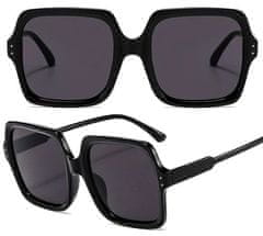 Camerazar Unisex slnečné okuliare s veľkými štvorcovými šošovkami, čierne, plastový rám, filter UV400 Cat.3