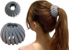 For Fun & Home Velurová gumička do vlasov, sivá, plastová, vnútorný priemer 6 cm / vonkajší priemer 10 cm