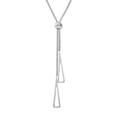 For Fun & Home Elegantný náhrdelník z chirurgickej ocele 316L, strieborný, s trojuholníkovými príveskami a predĺžením 48 cm