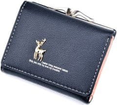 Camerazar Elegantná dámska peňaženka s jeleňom, čierna, ekologická umelá koža, 10x9x3 cm