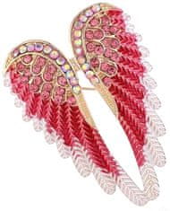 For Fun & Home Elegantná brošňa s červenými krídlami, zdobená zirkónmi, šperk zo zliatiny, 3,7x5,3 cm