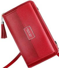 Camerazar Dámska peňaženka s krytom na telefón, strieborný kovový kovania, mäkká ekologická umelá koža, 20x11x4,5 cm