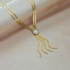 For Fun & Home Dlhý elegantný náhrdelník z 18-karátovej pozlátenej chirurgickej ocele, dĺžka 42 cm + 5 cm predĺženie