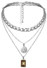 Camerazar Dámsky náhrdelník s retiazkou, tri prívesky, zlatý kov, dĺžka 40 cm