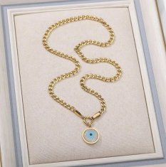 For Fun & Home Elegantný náhrdelník s 18K pozláteným očkom z chirurgickej ocele, dĺžka 43 cm