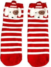 Camerazar Vianočné pruhované zimné ponožky pre psov, červeno-biele, materiál 70% bavlna - 27% polyester - 3% elastan, veľkosť 34-40