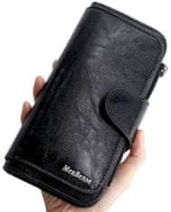 Camerazar Veľká dámska peňaženka z kvalitnej umelej kože, čierna, 19x10x2 cm