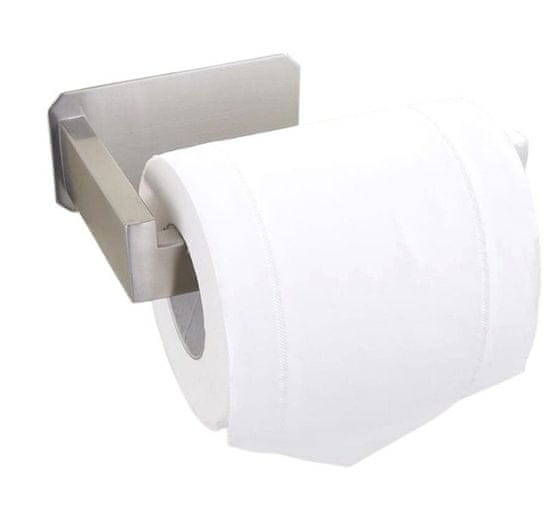 Camerazar Samolepiaci držiak na toaletný papier z nehrdzavejúcej ocele, strieborný, 14x7,5x9,5 cm