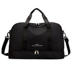 Camerazar Priestranná cestovná taška na cvičenie, čierna, nylon, 50x31x24 cm