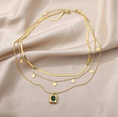 For Fun & Home Elegantný náhrdelník z chirurgickej ocele 316L, pozlátený 18-karátovým zlatom, s príveskami a predĺžením 5 cm