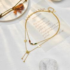 For Fun & Home Elegantný náhrdelník z chirurgickej ocele 316L, pozlátený 18-karátovým zlatom, dĺžka retiazok 43 a 39 cm